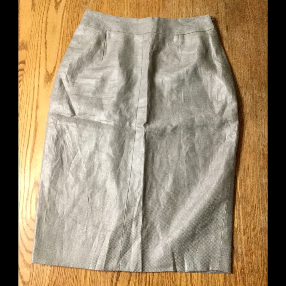 Longchamp Gray Linen Pencil Skirt